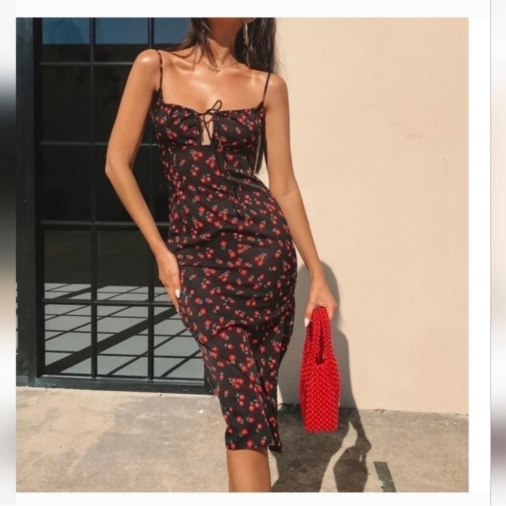 Noda midi dress black/red